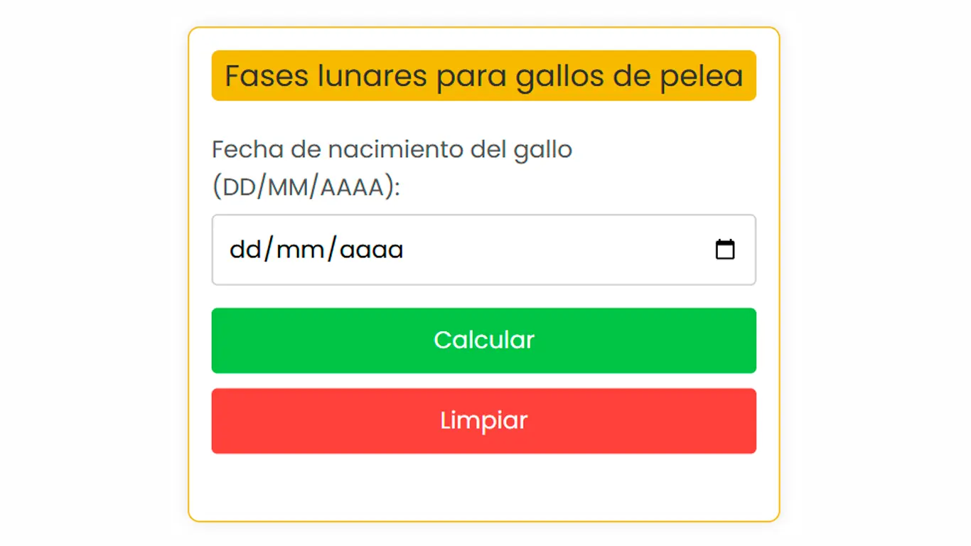 Calculadora de fases lunares para gallos de pelea